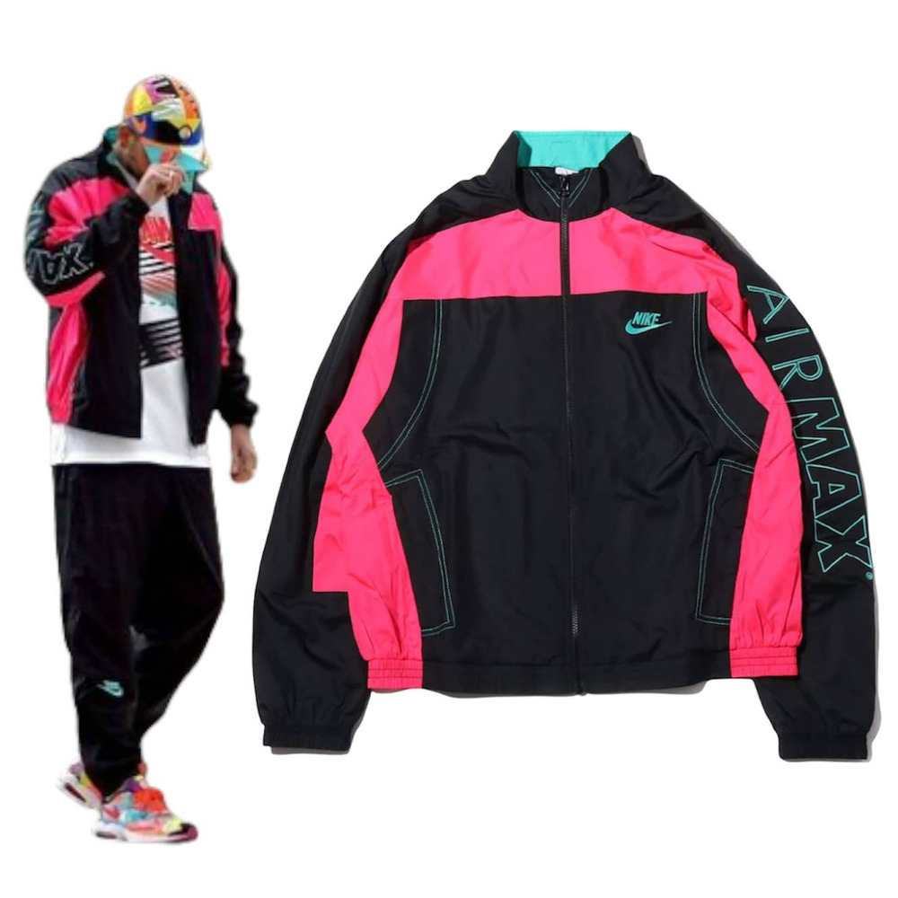 Vintage Nike Air Max x Atmos Black Retro Full Zip Up Men's Windbreaker Jacket M - Picture 1 of 12